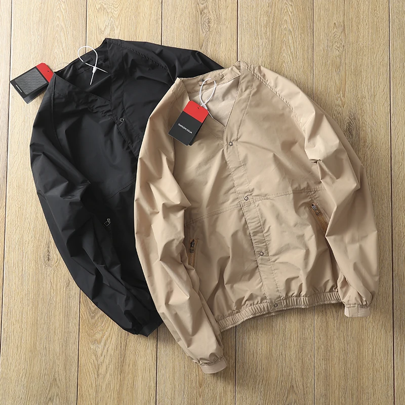 Outdoor Functional Windbreaker Men's Fashion V-Neck Sport Jacket Spring New Style Youth Popular Standard Fit Long Sleeve Jacket