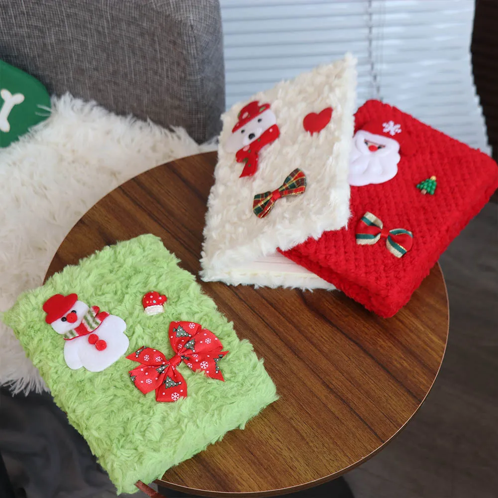 Stationery Accessories A5 Christmas Plush Notebook Soft Cartoon Horizontal Line Handbook Cute Snowman Journal Notebook Home