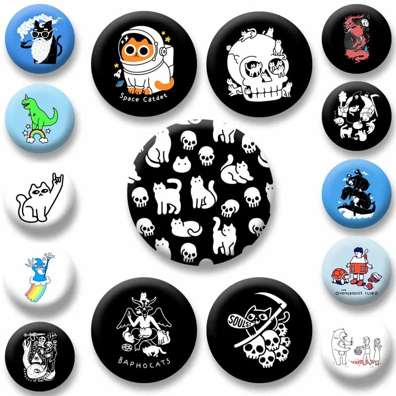 Custom Funny Skull Cat Bear Soft Button Pin Got Your Soul Handmade Brooch Backpack Hat Jacket Lapel Badge Jewelry Daily Ornament