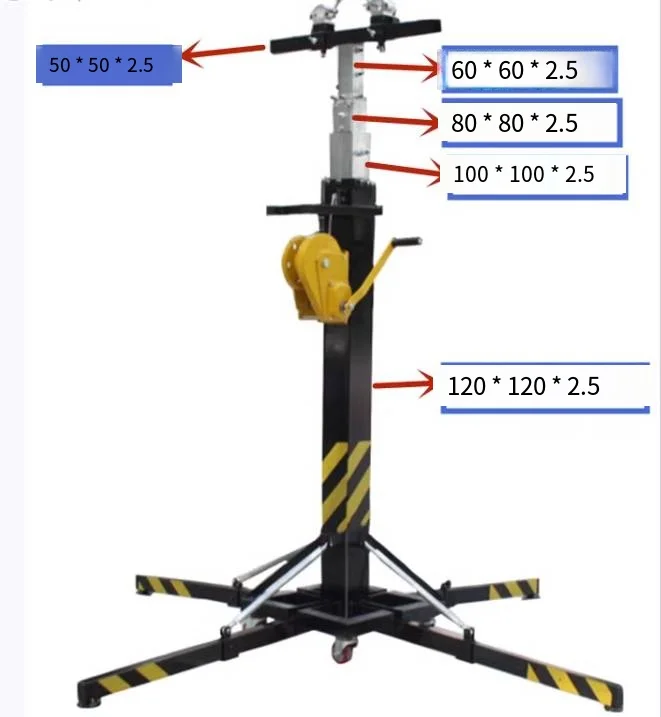 Foldable mobile 6 m/high heavy duty crank bracket lift tower stage lighting Heavy duty truss support