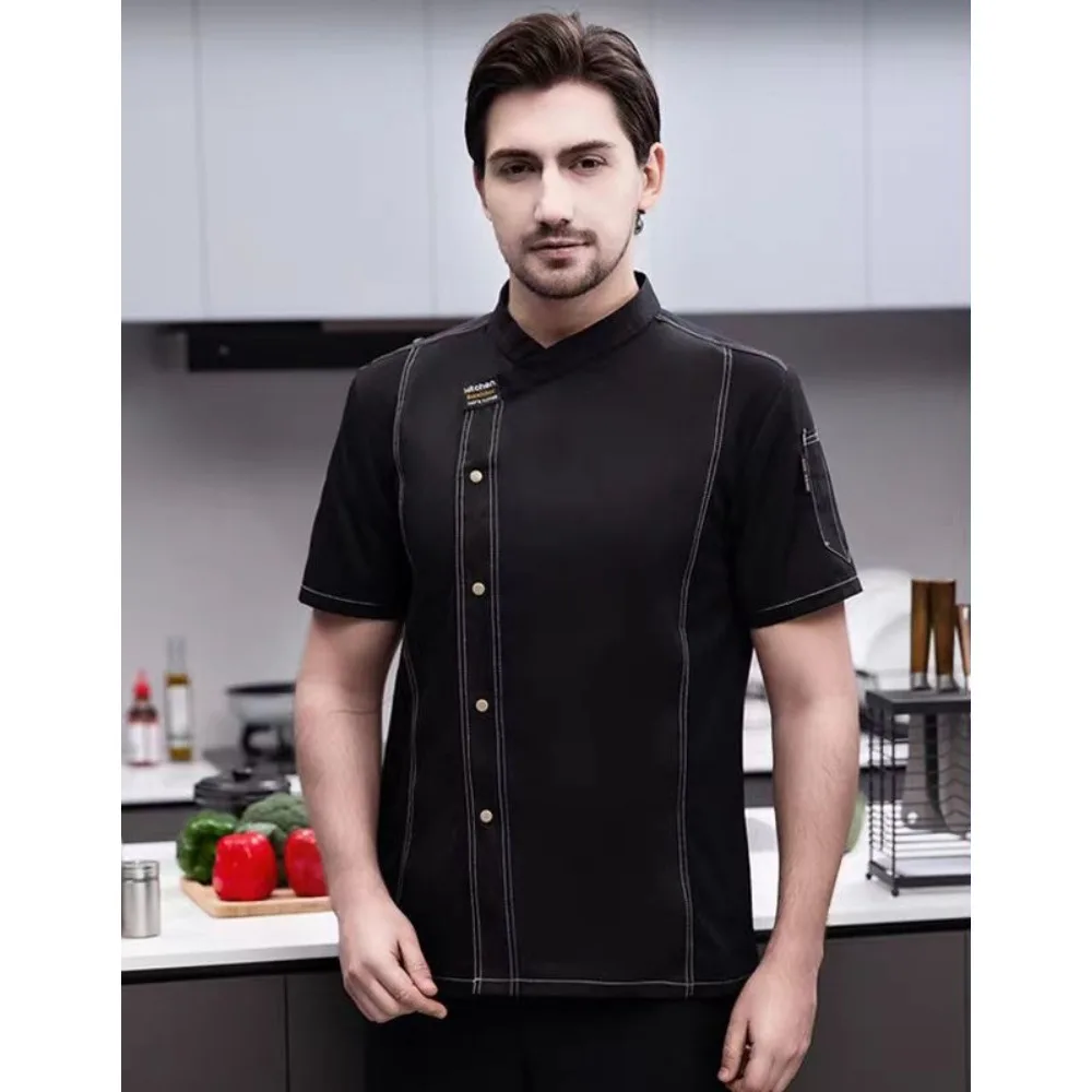 2025 High-End Short-Sleeve Chef Uniforms for Summer - Breathable Workwear for Hotel, Restaurant & Western Kitchen