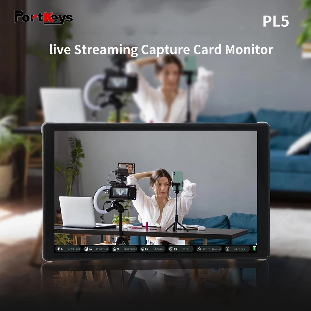 شاشة بطاقة التقاط البث المباشر Portkeys PL5 4K 30P 3D LUT شاشة ميدانية للكاميرا مع 360 °   درجة الألوان