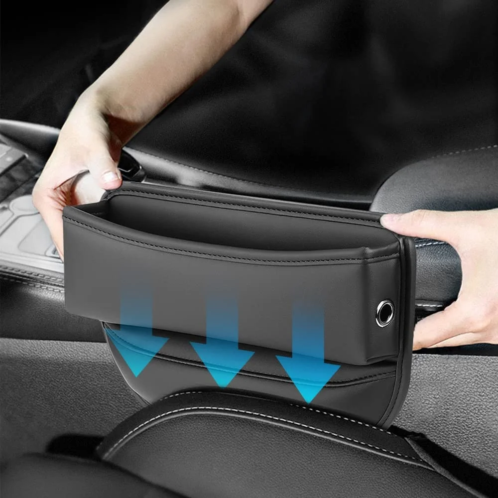 

1pcs Car Storage Bag Pu Leather Multi Functional Water Cup Phone Storage Rack Large Capacity Seat Gap Storage Bag Car Accessoey