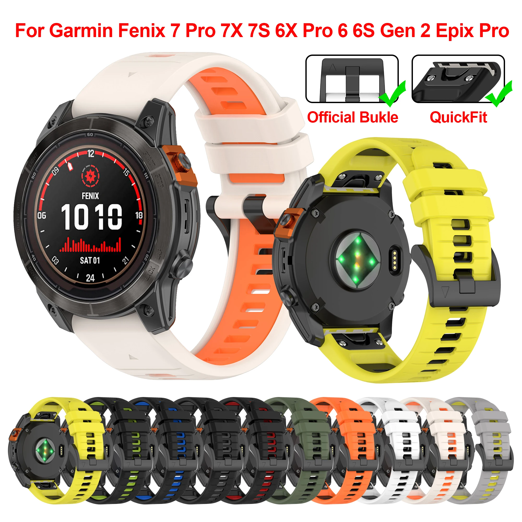 

20 22 26MM Silicone Watchband for Garmin Fenix 7 7X 7S Pro smartwatch band strap for fenix 6X pro 6 6S 5X 5 5S 3HR 965 Epix Gen2