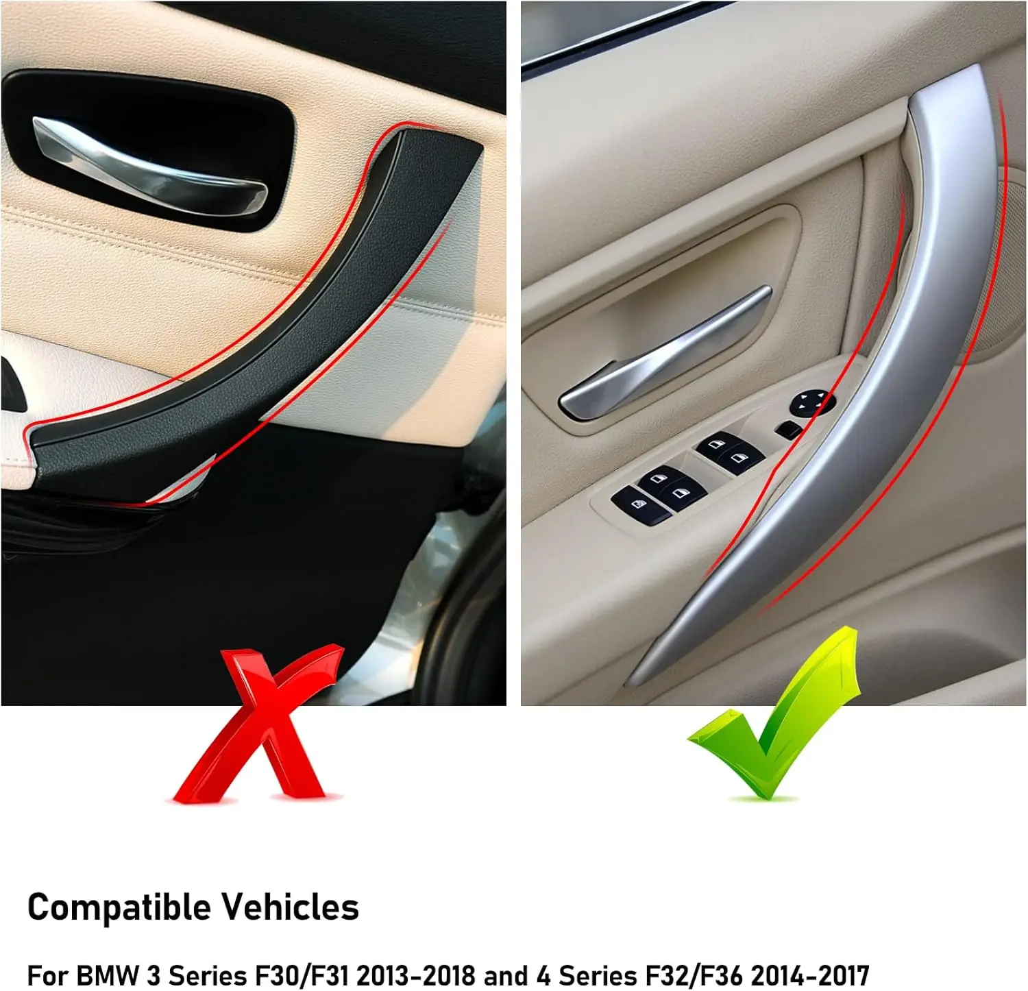 Higher Quality For BMW 3 Series F30 Door Handle Covers For BMW 4 Series, 2 Pcs Door Handle Wraps