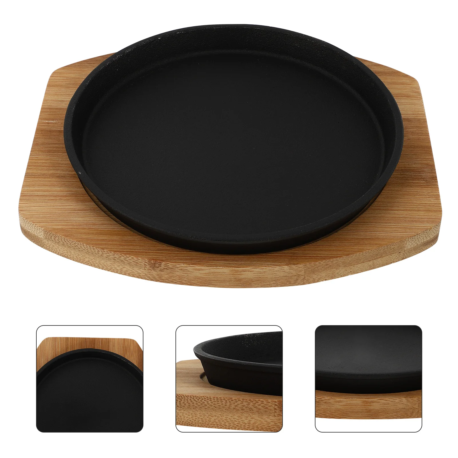 

1set 1Set Teppanyaki Plate Cast Iron Bbq Grill Plate Non-Stick For Steak Vegetables Chicken Shrimp Fish Outdoor Indoor Cooking