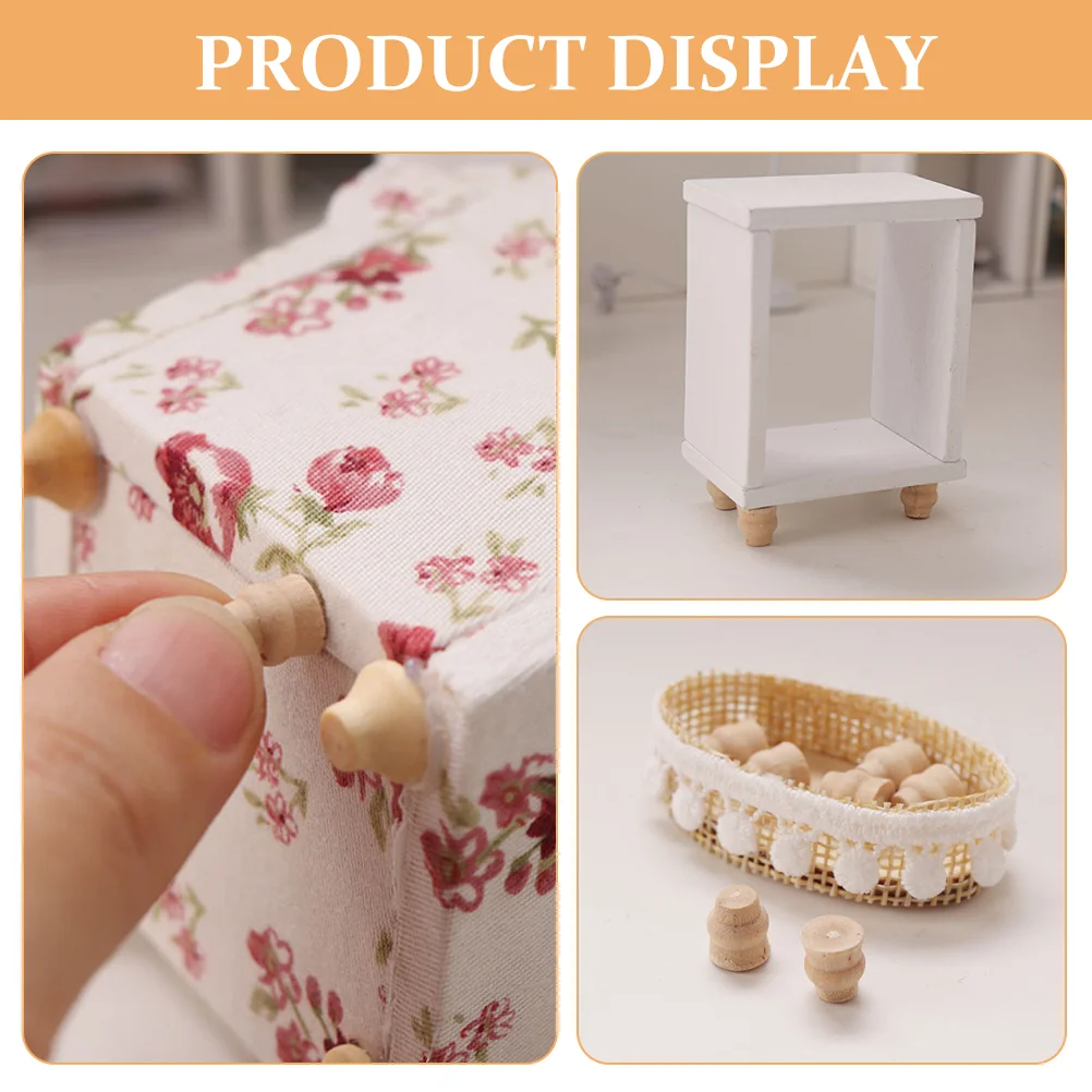 10 Uds. Patas de muebles en miniatura para casa de muñecas, Mini patas de mesa de madera para casa, suministros para Mini casa, Mini patas de mesa