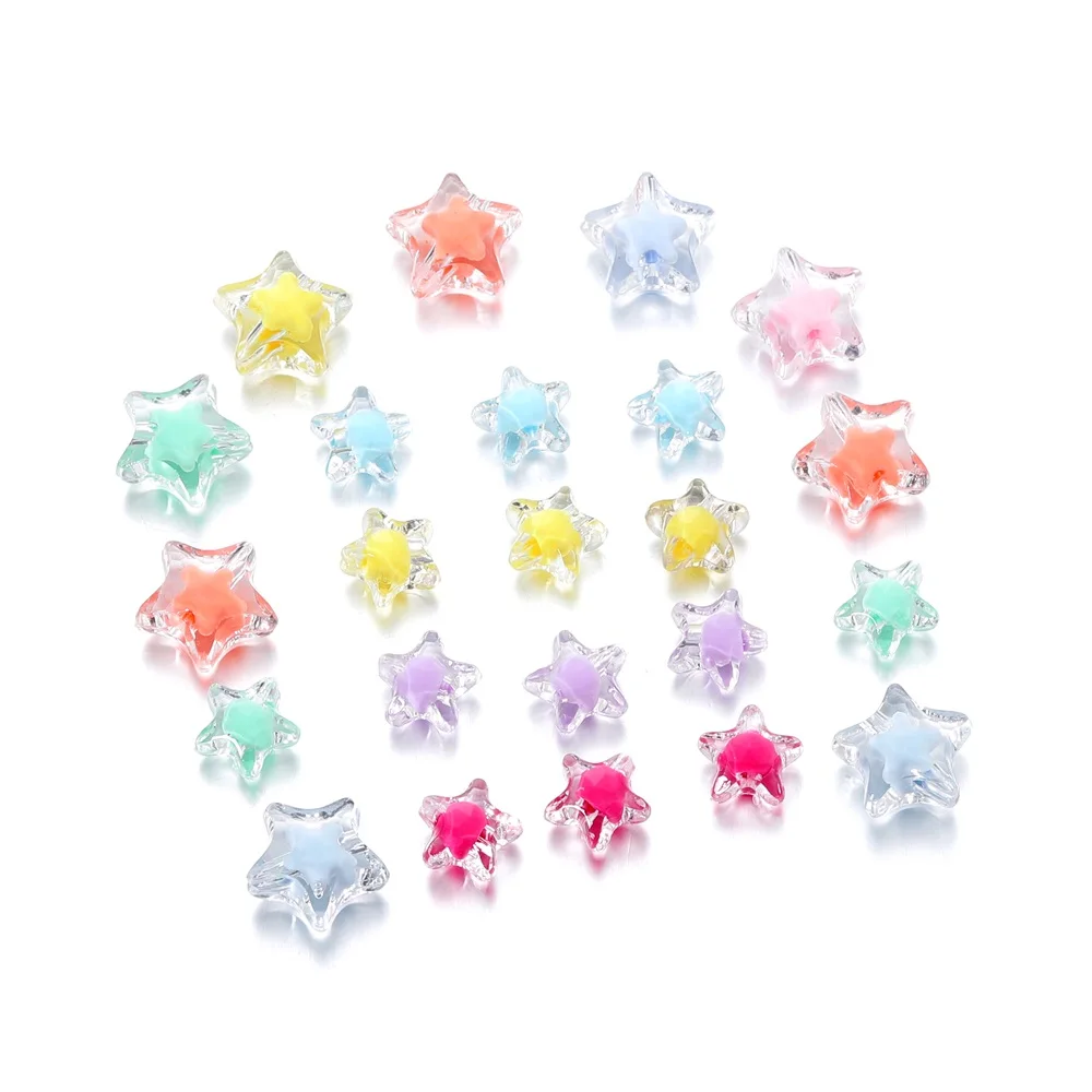 20 teile/los fünfzackige Stern transparente Farbe klar Acryl Spacer lose Perlen für Schmuck machen DIY Armband Zubehör – Detail 5