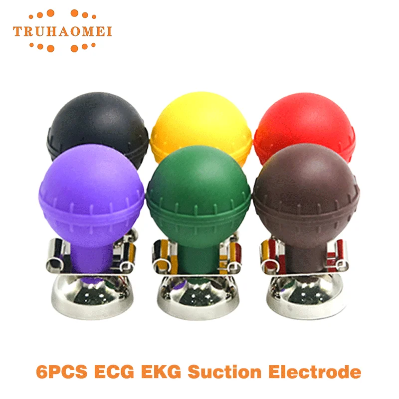 

Multi Colorful ECG Electrode Adult Use Reusable Dual-Function EKG Electrodes EKG Suction Chest Ball For ECG Machine (6 Pcs/Set)