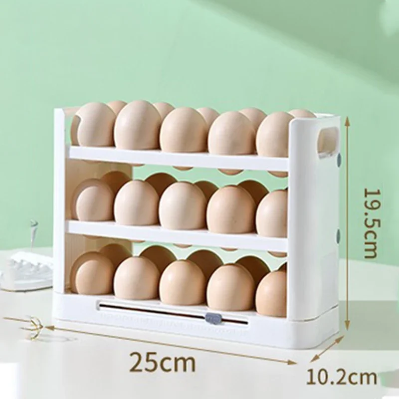 Egg Holder for Refrigerator, Detachable 36 Flip Egg Storage Organizer, Refrigerator Side Door Egg Holder with Timer