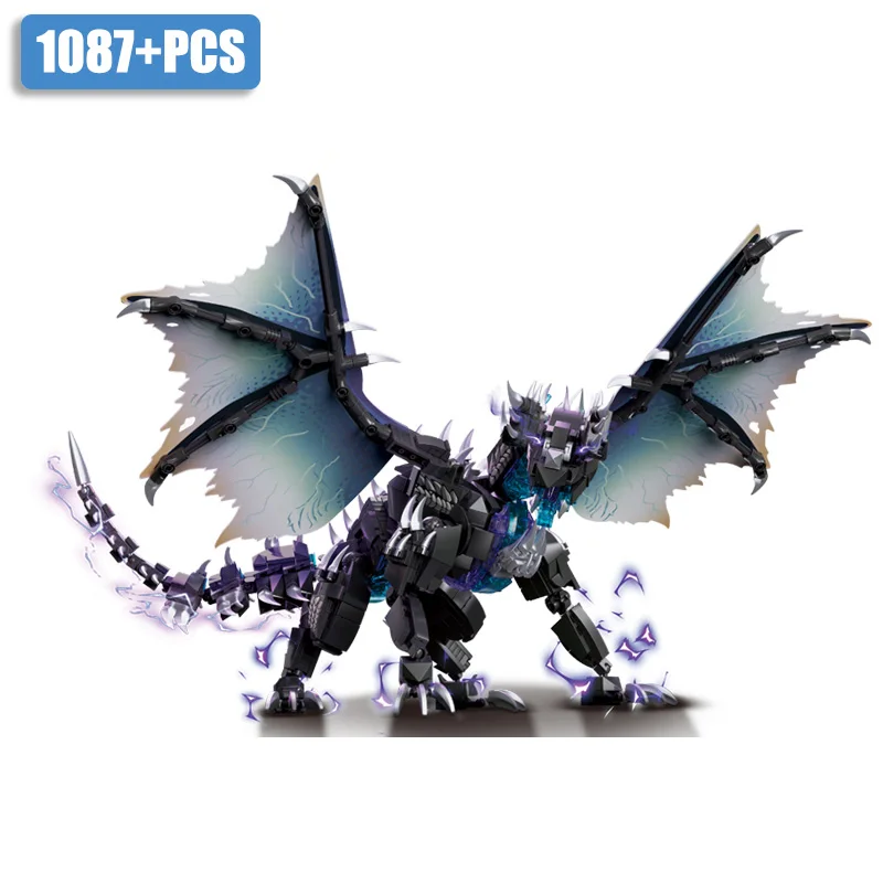 Creative 1087pcs Black Dragon Albatrions Figure Building Blocks MOC Assembly Monster Dragons Hunter Bricks Toys Adult view 6