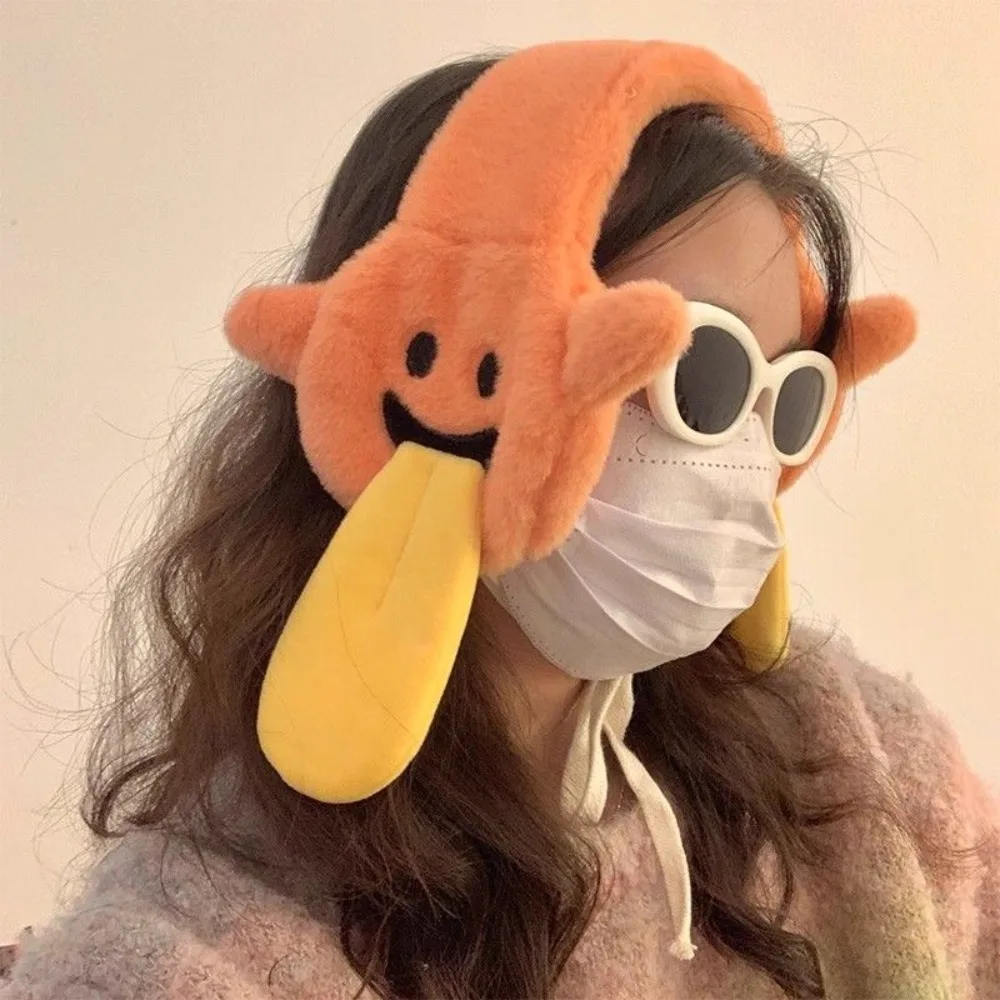 Penutup telinga hangat rambut kelinci mewah hadiah Halloween earmuff hangat kartun lucu penghangat telinga setan nyaman Kawaii wanita