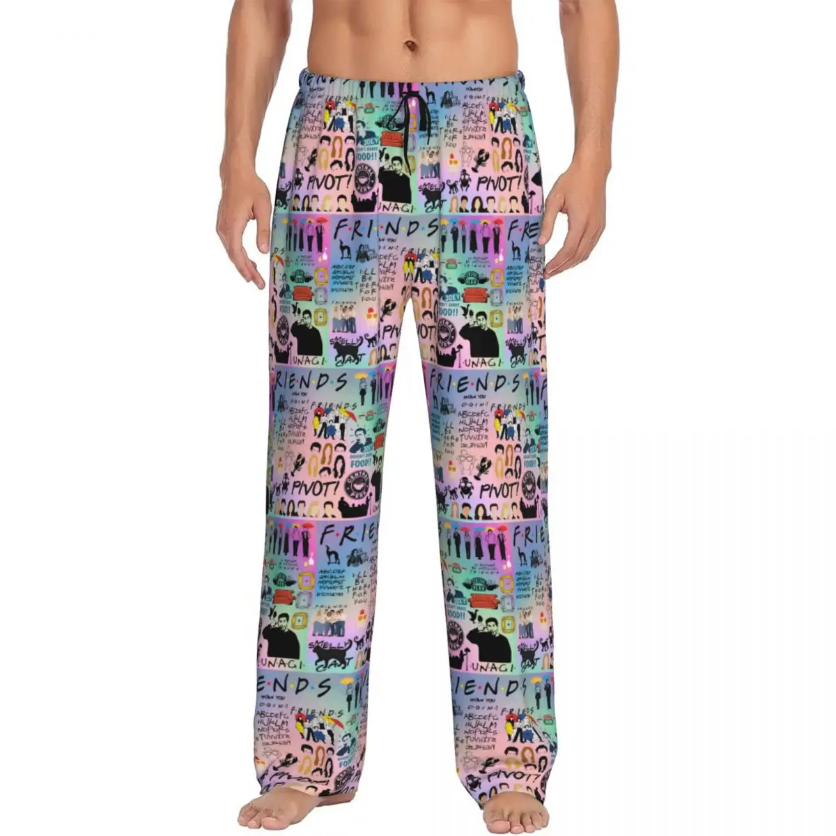 

Custom Print Men's Friends Pajama Pants Sitcom TV Show Sleepwear Sleep Lounge Bottoms with Pockets
