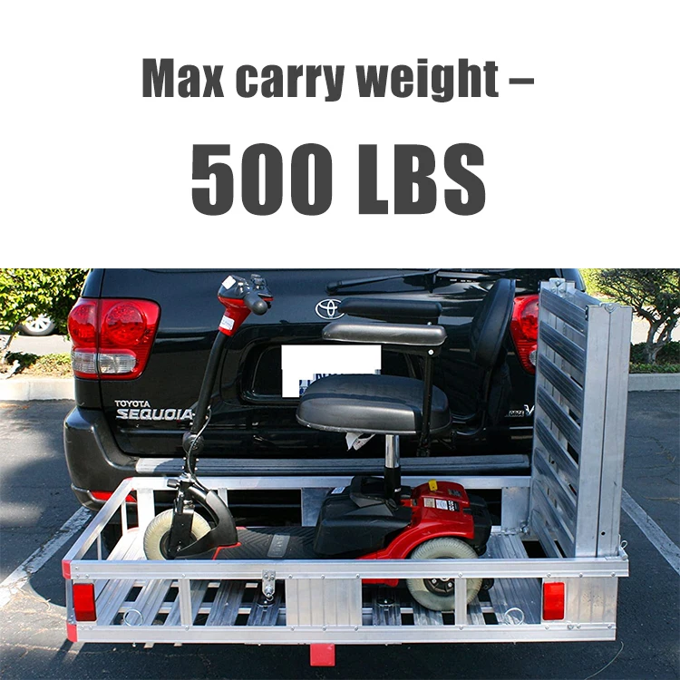 forHOMFUL Heavy Duty Aluminum Cargo Transportation Cargo Carrier Hitch Mount Folding Ramp Car Rack