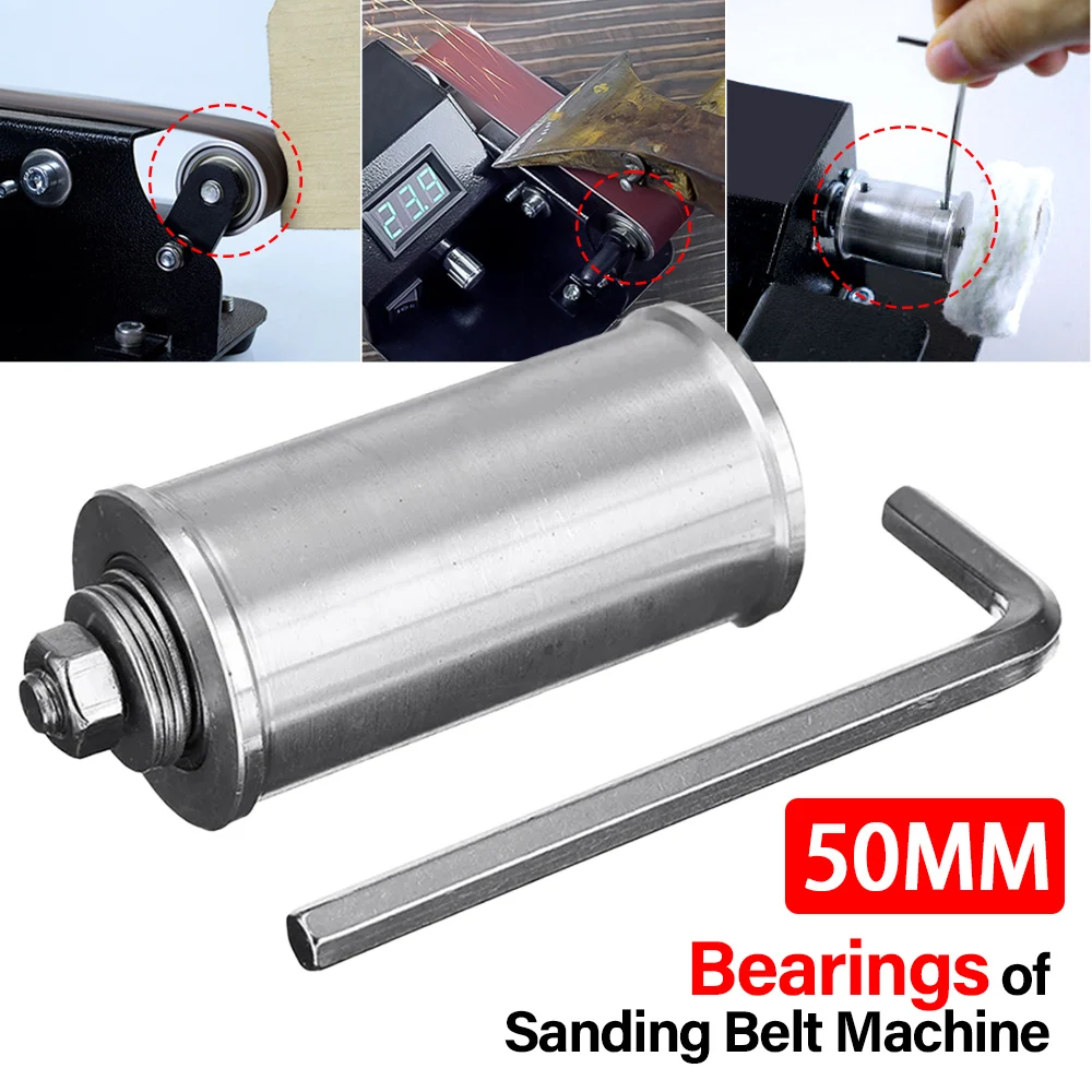 1 Set 30/50mm DIY Double Bearing Driving Wheel Belt Sander Conveyor Guide Wheel With 8mm Shaft Rod / Wrench DIY Hand Tool