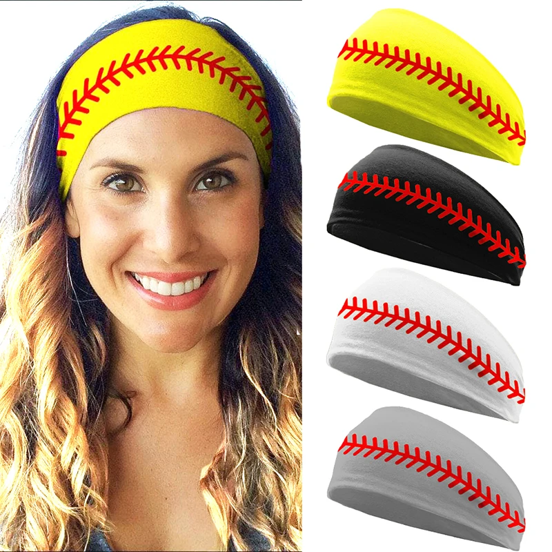 Sporty Style Headbands For Women - Football, Basketball, Volleyball, Softball Patterns Headbands- Anti-Slip, Sweat-Absorbing