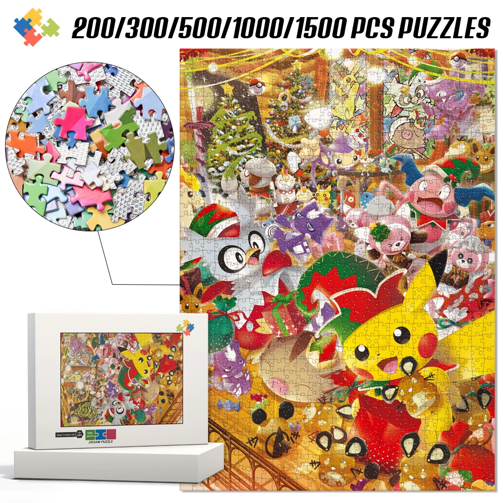 Pokemon Diy 1000 Pieces Jigsaw Puzzle Wooden Montessori Educational Toys for Kids Adults Brain Teaser Family Leisure Table Game
