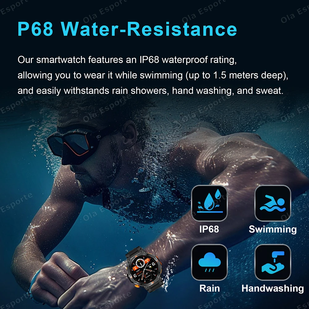 Męski Smartwatch z Lokalizatorem GPS, Ekranem AMOLED, Połączeniami Bluetooth, Wodoodpornością 5ATM, Kompasem, do Aktywności na Zewnątrz, Ponad 100 Sportów, z Możliwością Personalizacji Tarczy