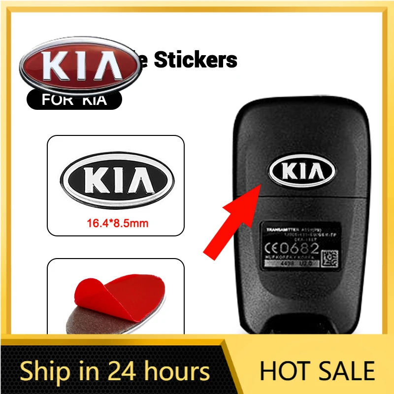

2026 Hot Car Sticker 5pcs 10pcs 16.4x8.5mm For Car Remote Key Logos Stickers button Badge straight folding remote Keychain Repla