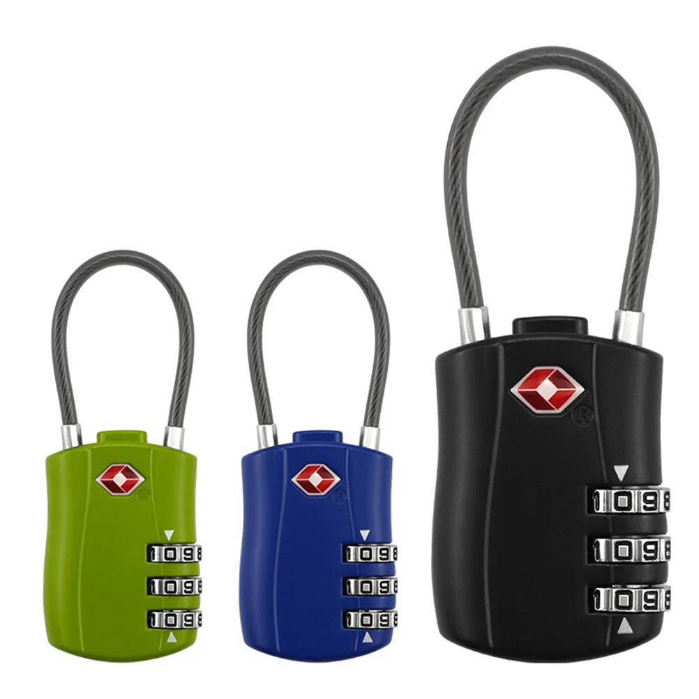 

4pcs 3 Digit Password Padlocks Lightweight Cable Luggage Lock For Travel Outdoor Suitcase Security Customs Approved