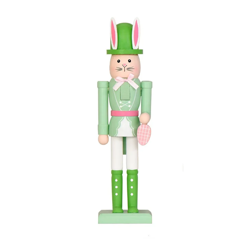 

Cute Easter Rabbit Nutcracker Realistic Handmade Wooden Rabbit Statue Smooth Ornament Easter Rabbit Ornament Bookshelf Desk