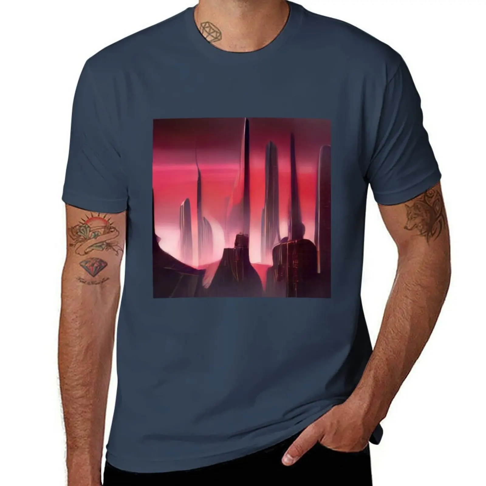 

by Syd inspired Cityscape Mead T-Shirt Big Size Simple T-Shirt