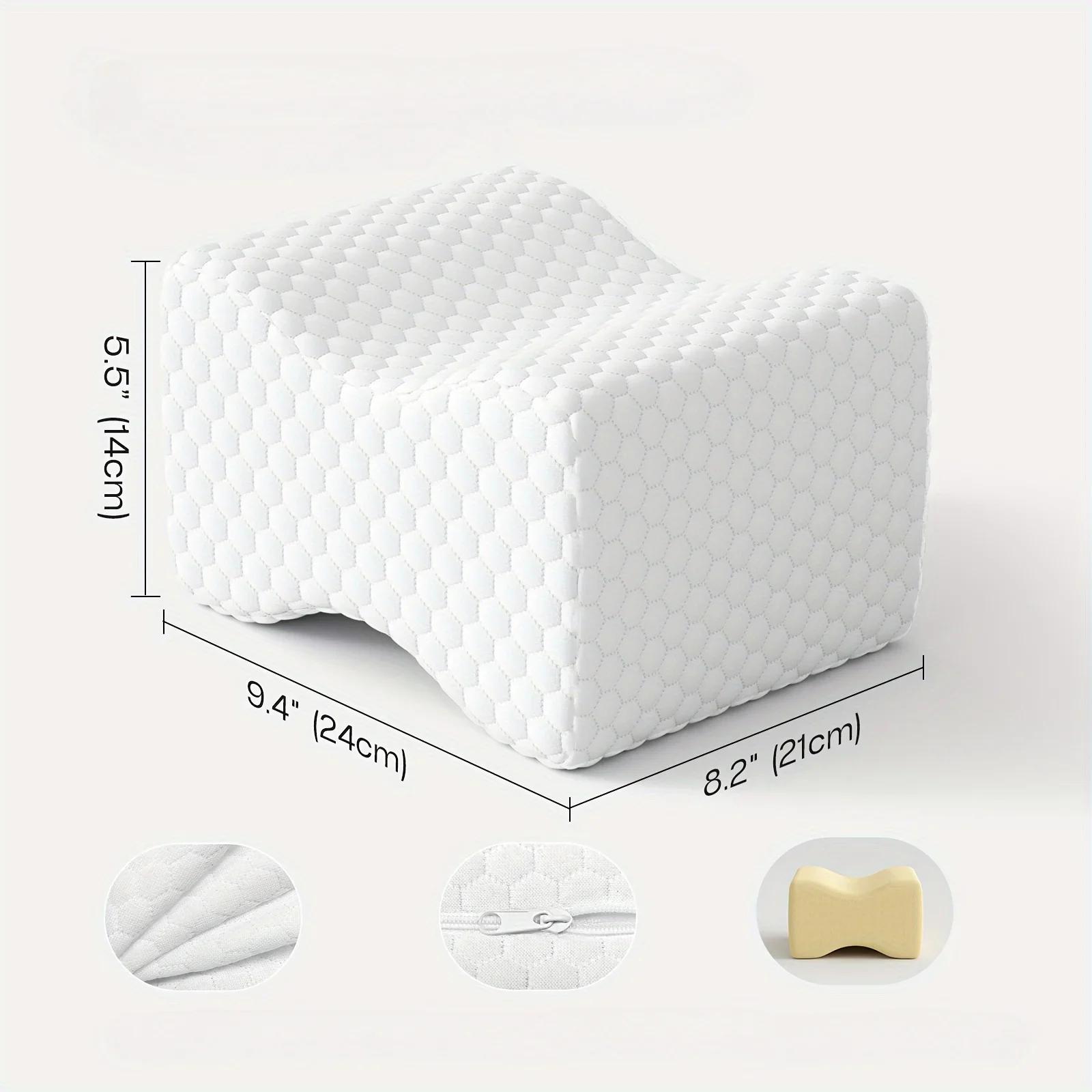 Travesseiro de espuma viscoelástica para joelho e pernas para suporte de dormir, fronha removível e lavável, presente de Natal de Ação de Graças