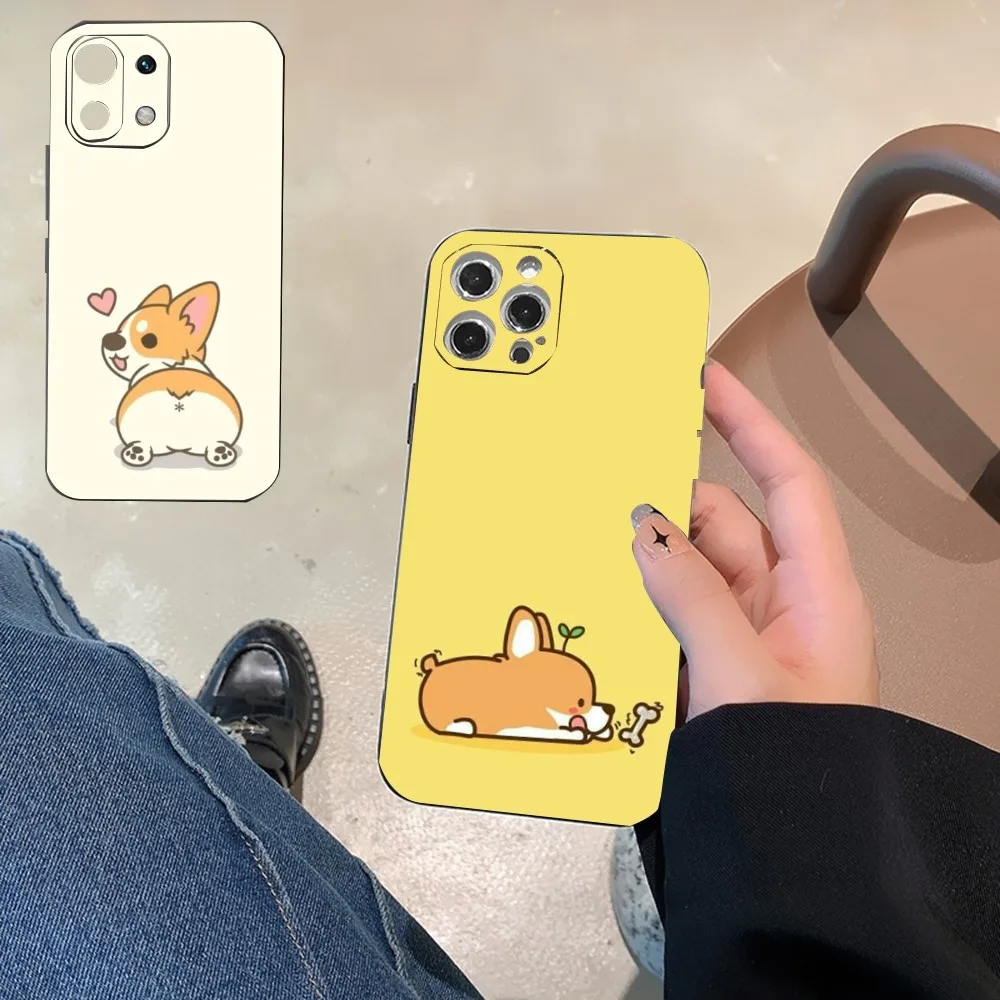 

Cute Dog Corgi Phone Case For Xiaomi 11 Redmi Note 11 5G 8T 9A 9 10T Note8Pro Note9 12SUltra Black Case