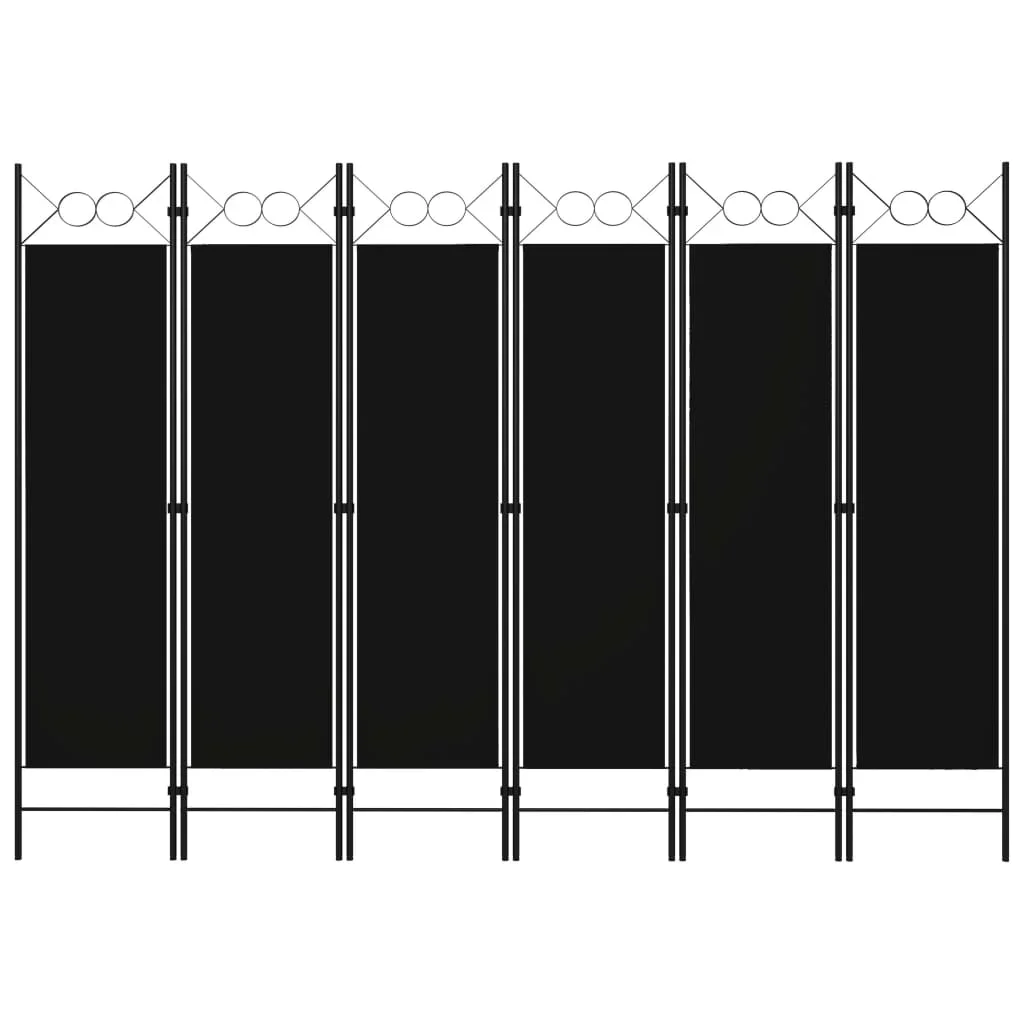 Vidaxl Black 6-Panel Room Divider 240X180 Cm Privacy Screen,Out Screen,Interior Decoration