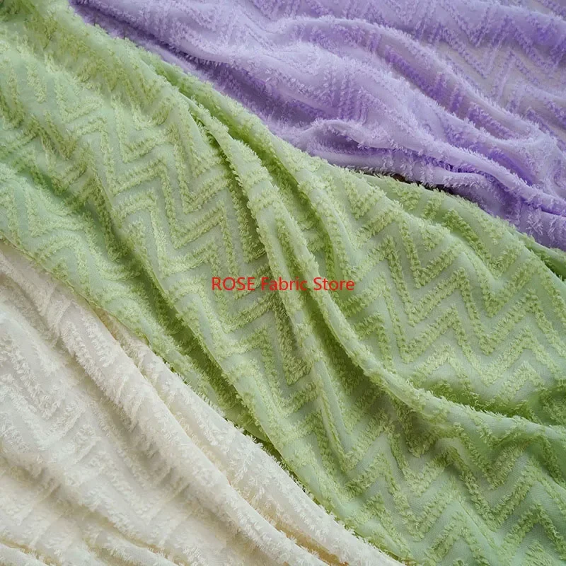 

Tassel wave pattern embroidery Soft Chiffon Fabric For for elegant style dress, table dress, curtain, prop, Spring Dress