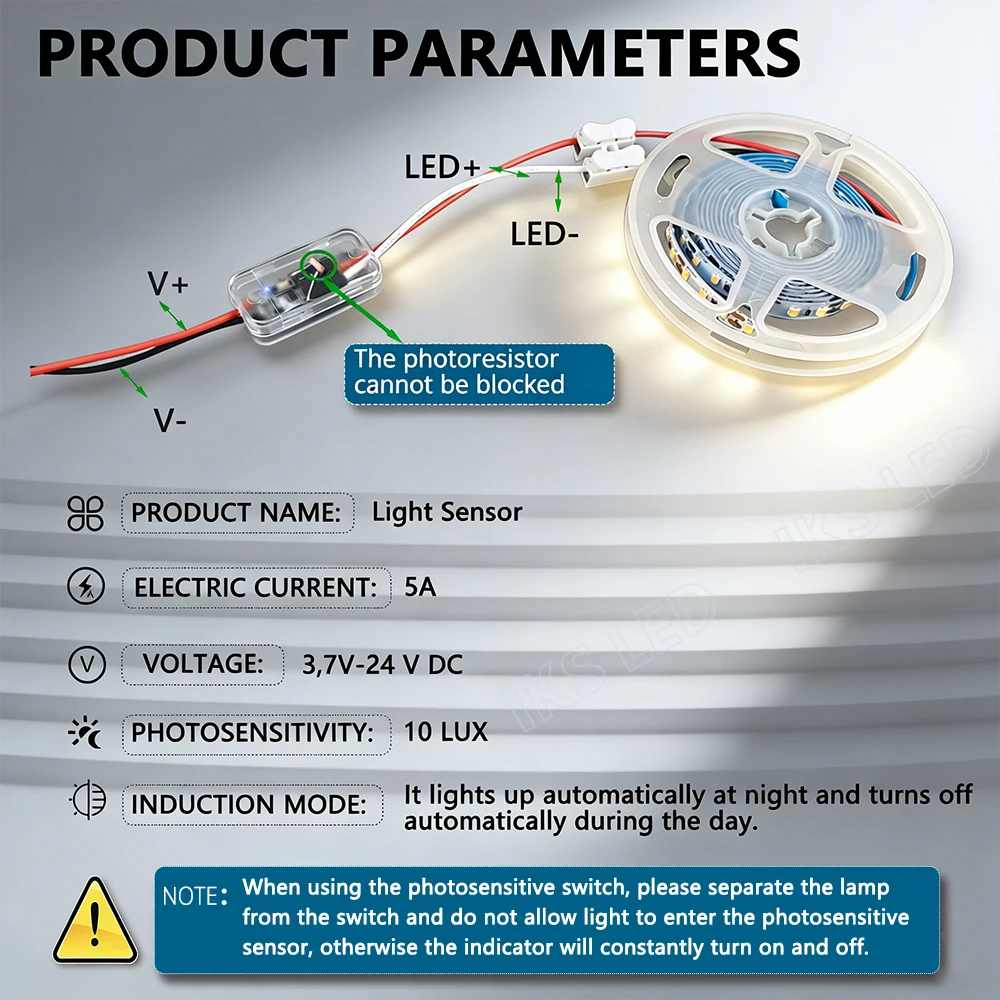 Light Sensor Switch Automatic Auto on Off Photocell Street Light Switch DC 3.7V 5V 12V 24V 5A Photo Control Photoswitch Sensor