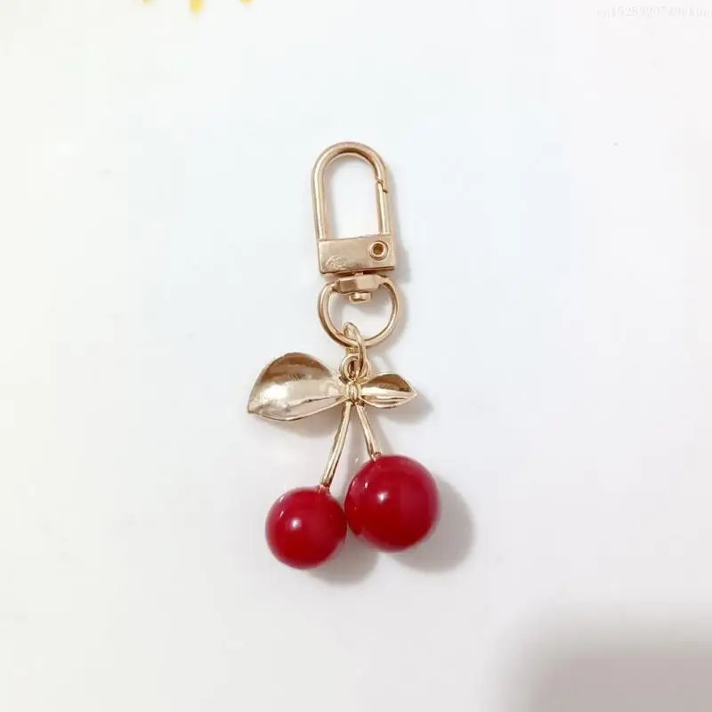 Cherry Bag Pendant Bag Charm Resin Cherry Keyring Fashion Alloy Jewelry for Key F0T5