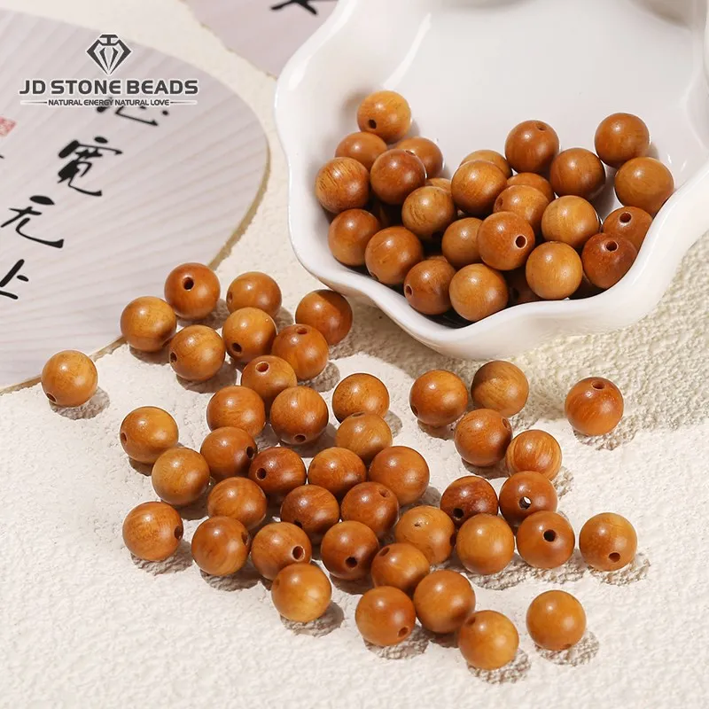 50 Pcs/lot Natural Wooden Bead Barbie Sandalwood Round Loose Spacer Bead For Jewelry Making Diy Necklace Bracelet Accessory