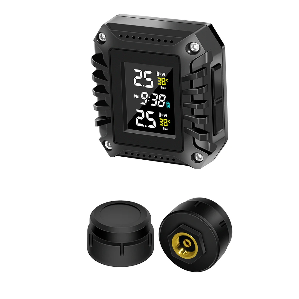 Motorcycle TPMS Security Alarm Accurate Tire Pressure Monitor Monitoring System Temperature Sensor for E-bike Bicycle