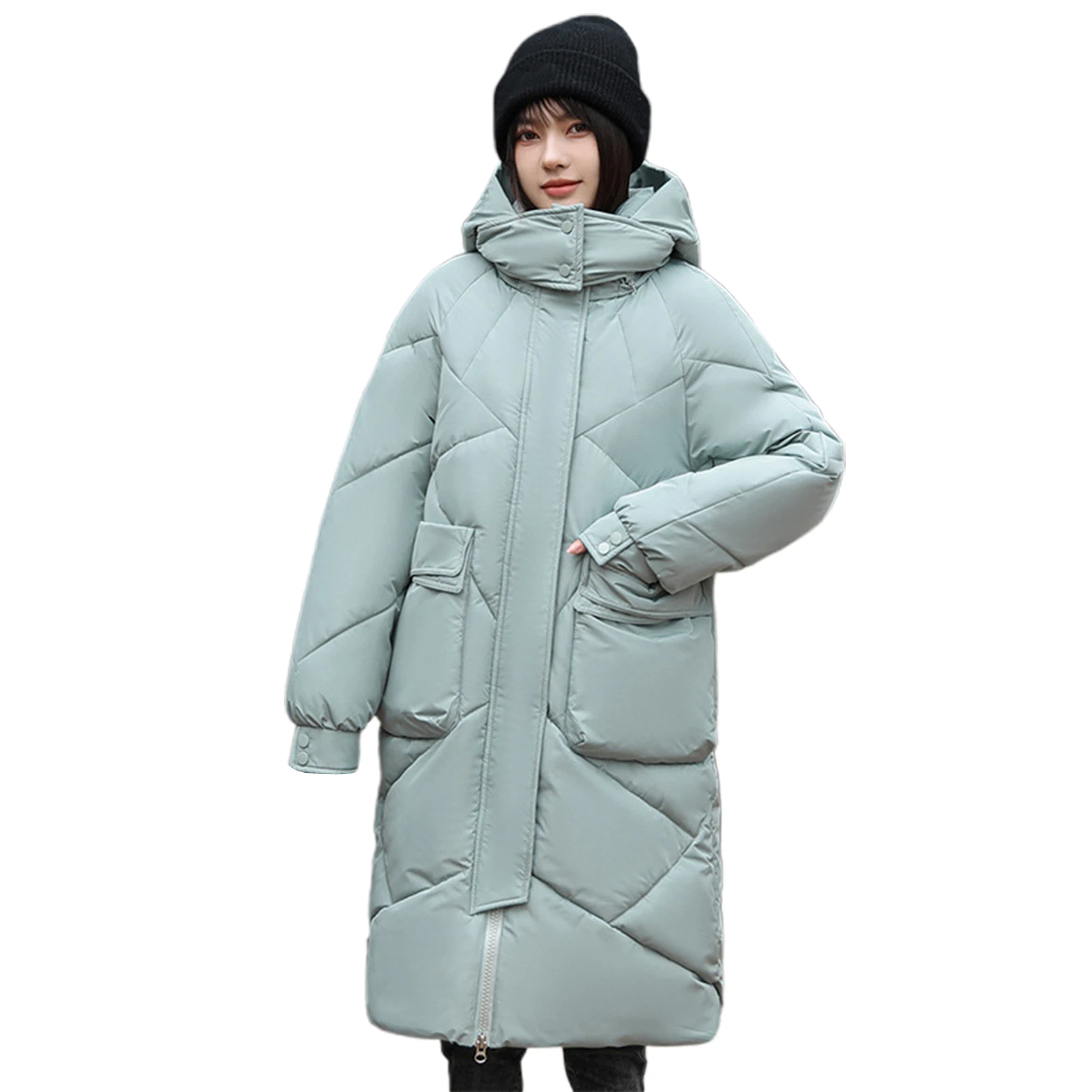 

2024 New Winter Women Jacket Warm Parkas Female Thicken Puffer Coat Cotton Padded Parka Long Hooded Outwear Loose Women