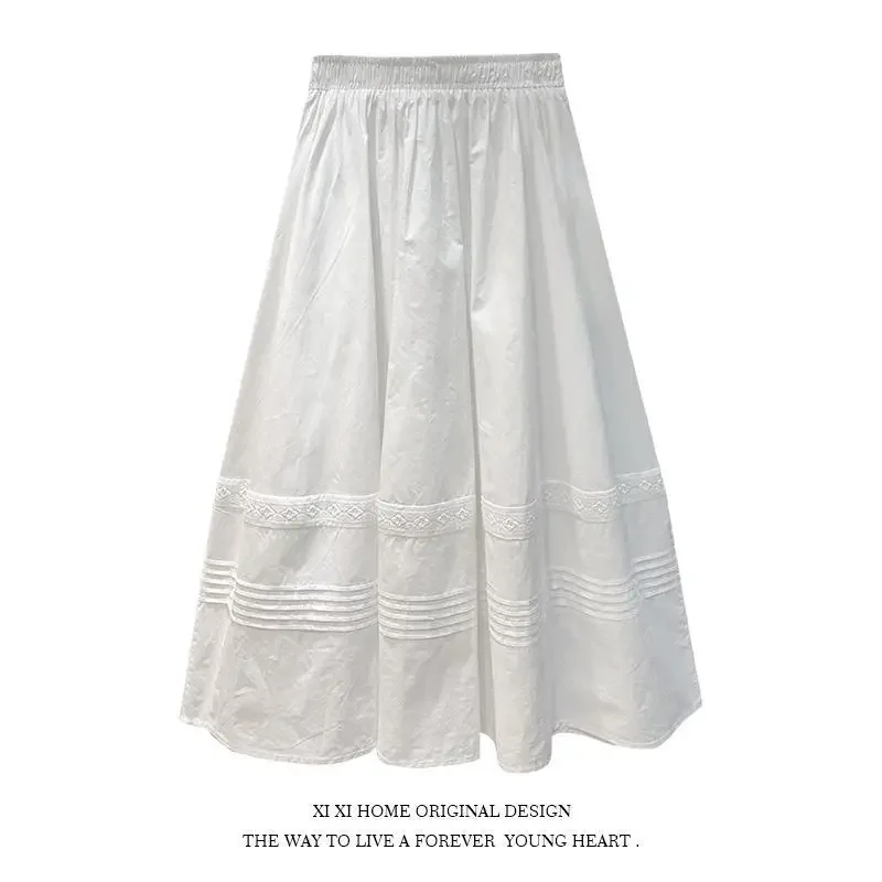 الأبيض الحب الأول تنورة دانتيل منتصف طول عالية الخصر ألف خط تنورة مظلة رقيق تنورة JJ349
