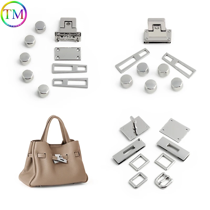 

1/4/8Sets Silver Metal Bags Clasp Lock Eyelets Twist Locks For Shoulder Handbag Strap Purse Rivets Pin Buckle Ring Accessories
