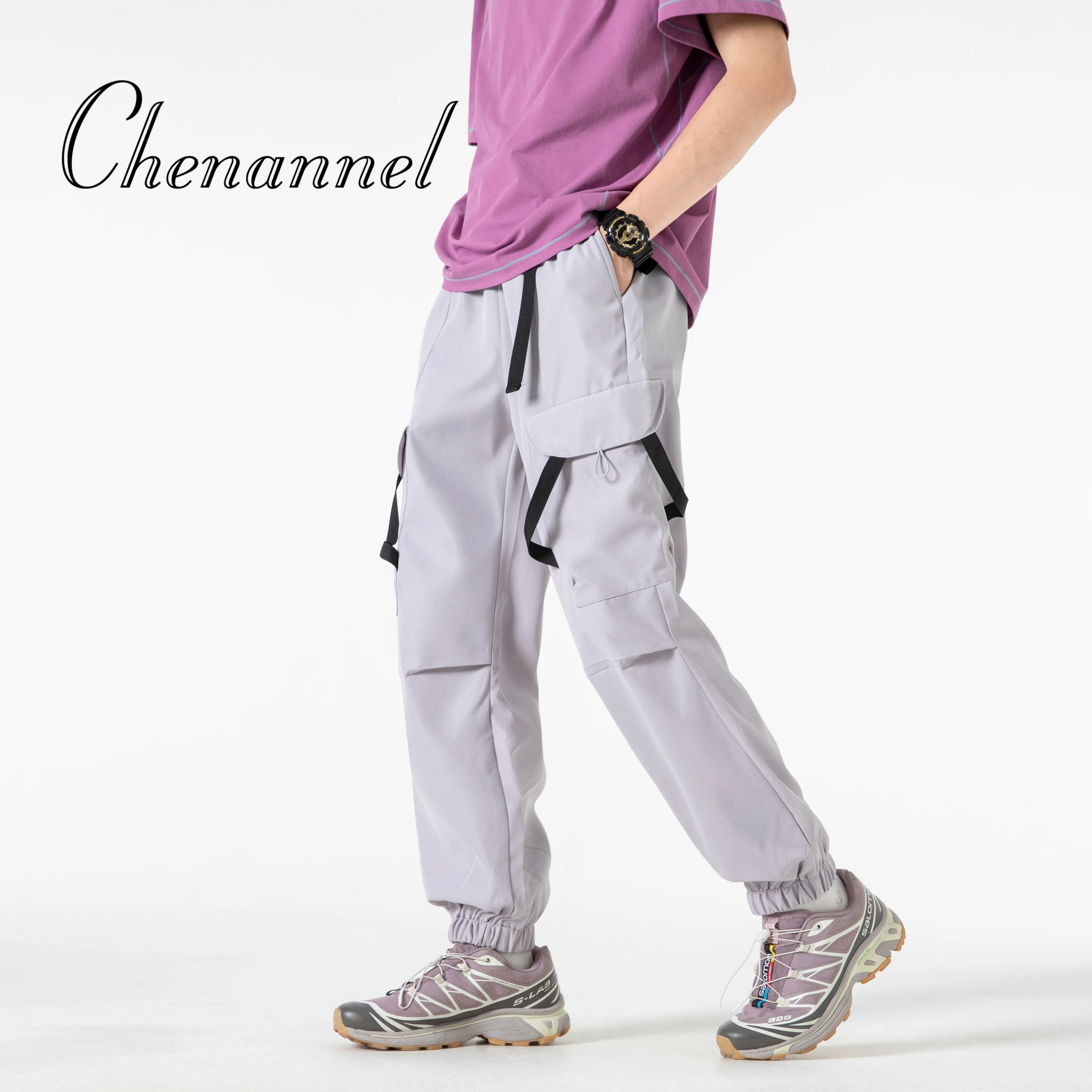 الرجال البضائع السراويل الطويلة عارضة بانت أزياء فضفاضة مريحة بلون جيوب متعددة أجهزة لياقة خارجية الجري عارضة بنطلون