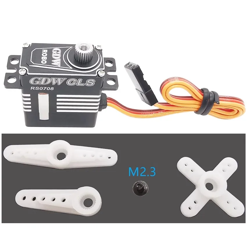 GDW-Micro Servo Numérique pour Avion RC et Voiture Robot, Moteur Sans Noyau, Entièrement en Métal, Haute Vitesse, RS0708, 7.5kg, 20g, 0.08 Sec, 180 °, 270 °, 350 °