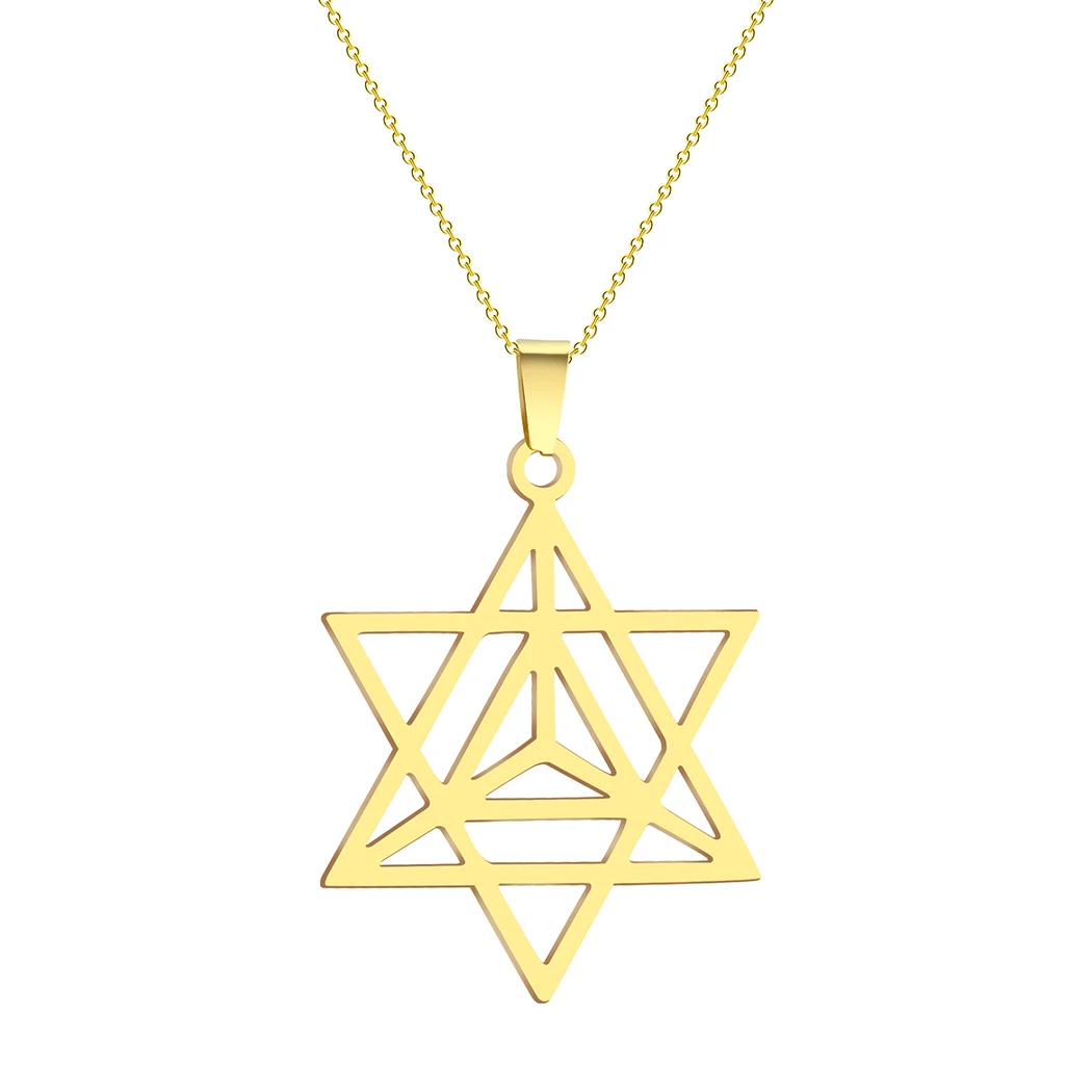 Todorova Stainless Steel Merkaba Star Necklace For Women Yoga Jewish Mysticism Necklace Geometric Tetrahedron Kabbalah Jewelry