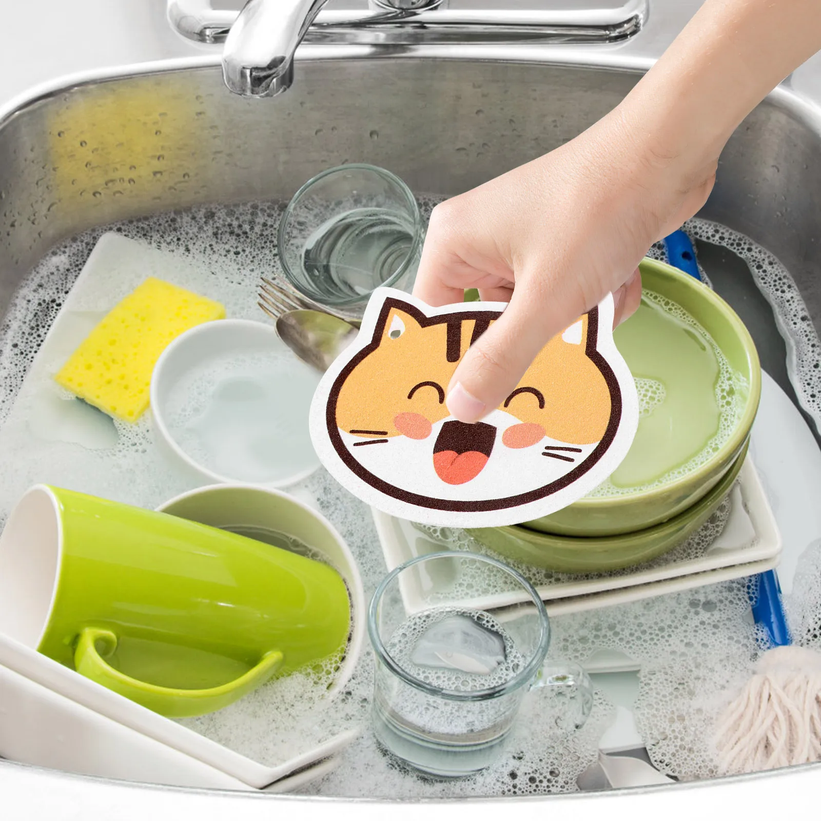 

3pcs Kitchen Dish Sponge Reusable Cleaning Wipes Compact Multi Function Sponges Pans Bowls Scissors Tools Long Term Use
