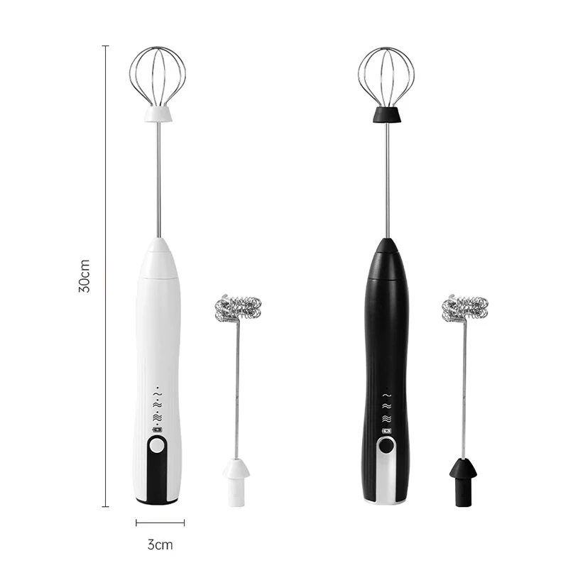 2 In 1 USB Rechargeable Electric Egg Beater Mini Blender Whiskey Coffee Mixer Gadgets Home Double Head Milk Baking