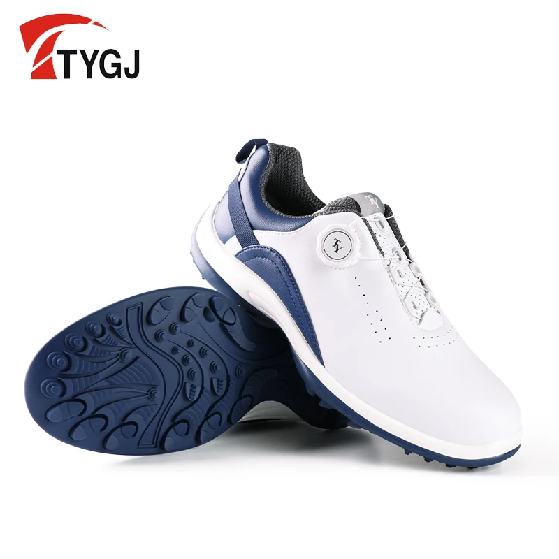 TTYGJ Golf Shoes Men\'s Casual Sports Shoes Knob Shoelaces Golf Waterproof Shoes Lightweight Spikeless Shoes