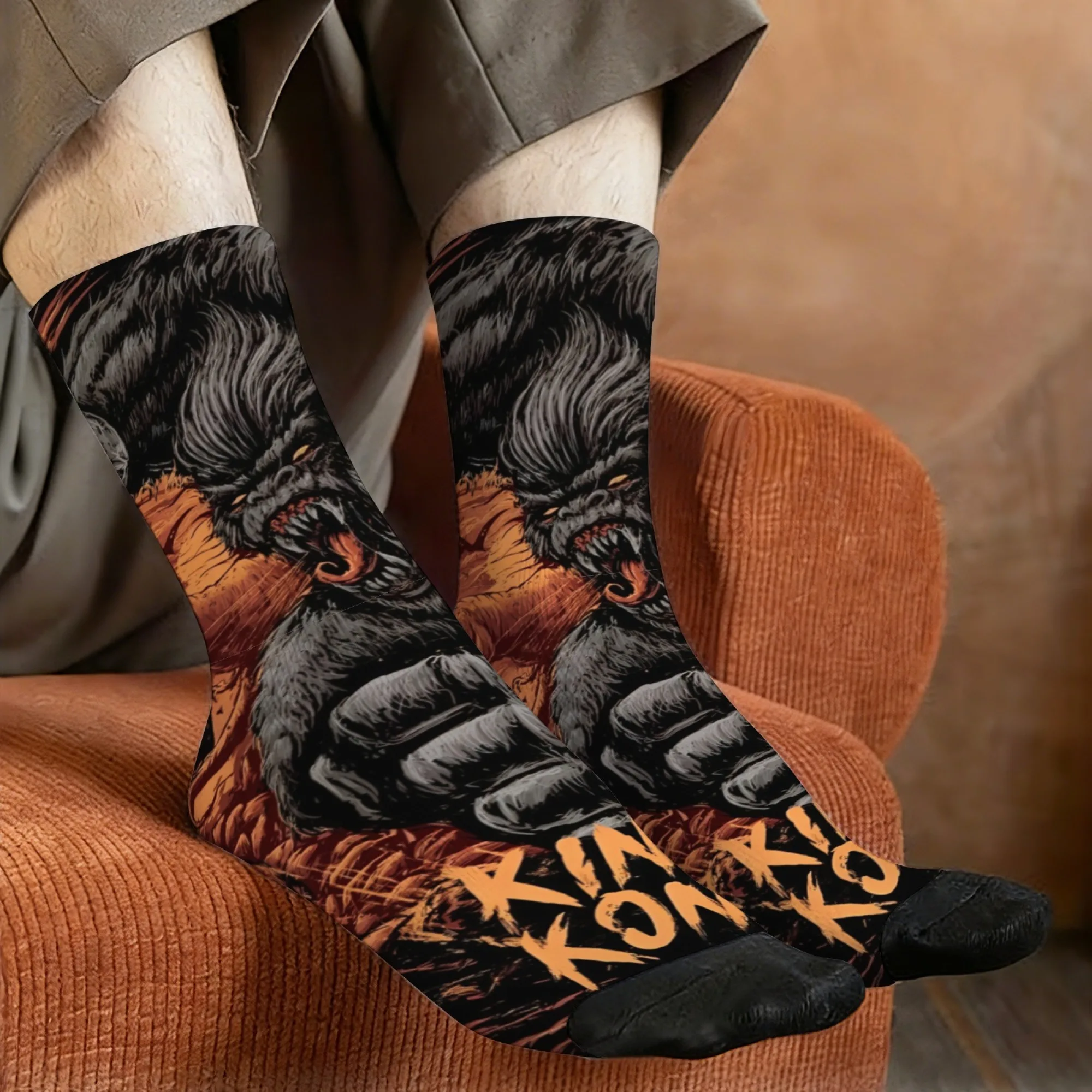 

Мужские носки в стиле Харадзюку в стиле ретро с изображением Кинг-Конга, повседневные носки в стиле уличного монстра в стиле панк, сумасшедшая вечеринка, праздничный подарок