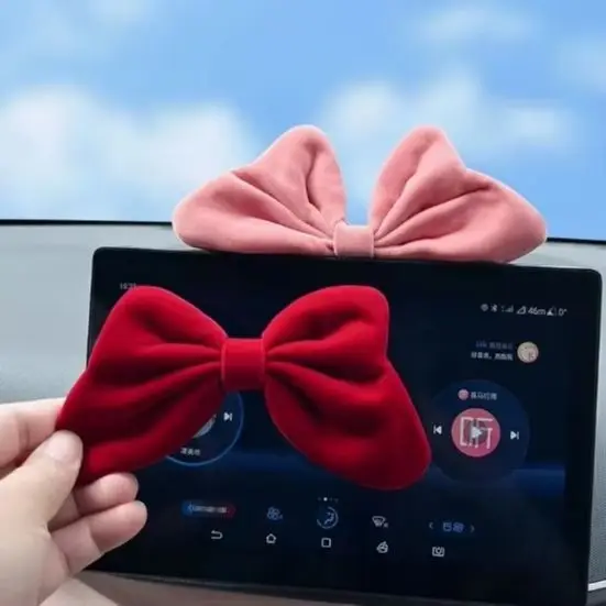

Car Headrest Red Velvet Bow - Elegant Kawaii Decor Reflective Suede Accessories for Luxury Interior Auto Styling 2024 2025