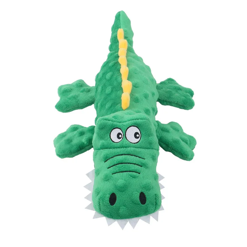

New pet plush toys with sound, crocodile teeth, bite resistance, cute cartoon dog toys, pet supplies
