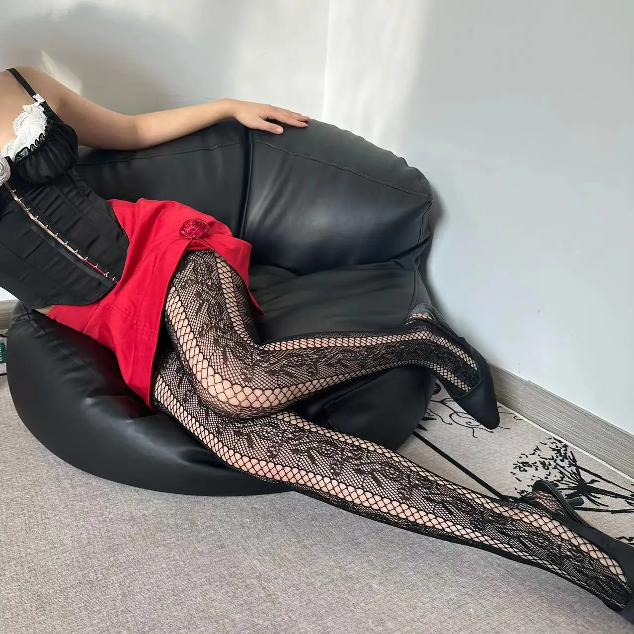 Nouveau Évider Sexy Rose maille bas femmes Cosplay résille chaussettes Leggings collants