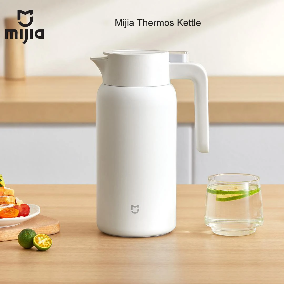 

Термос-чайник Mijia 1.8 л/60 унций, вакуумная изоляция, с внутренней вставкой из нержавеющей стали, для горячих/холодных напитков, кофейник, чайник