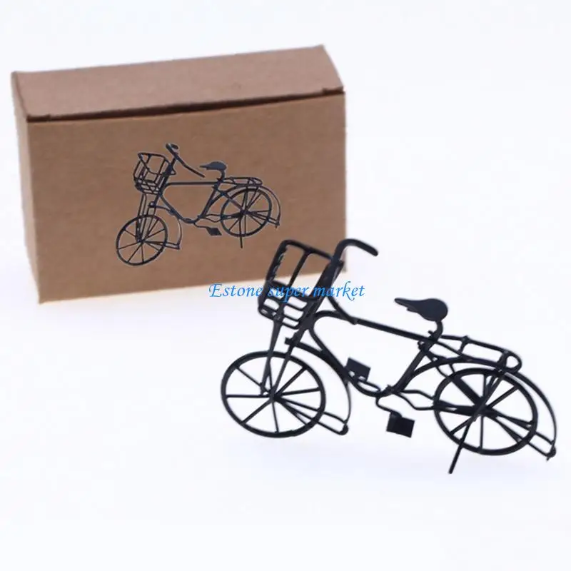 090B 1:12 Scale Dollhouse Bicycles Miniature Black Metal Bike Doll House Supplies