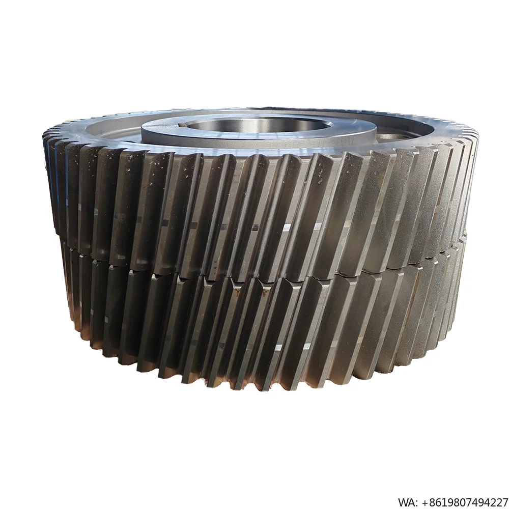 Custom Forged Steel Double Helical Gear with Large Bore for Industrial Gearbox and Heavy Machinery Transmission